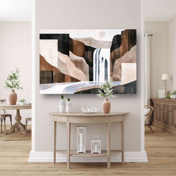 Minimalistische waterval in monochrome aardetinten acrylglas