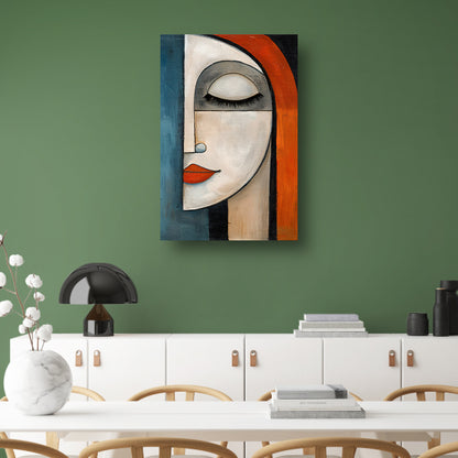 Kubistisch schilderij van vrouw met gesloten ogen acrylglas