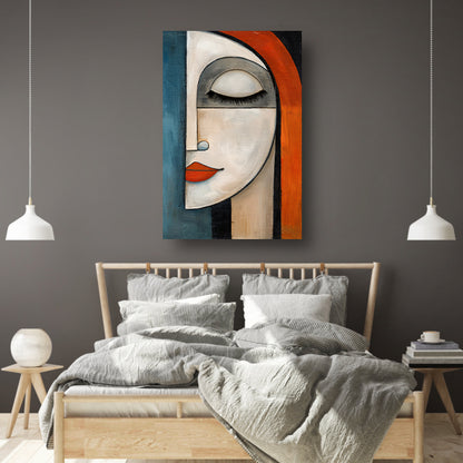 Kubistisch schilderij van vrouw met gesloten ogen acrylglas