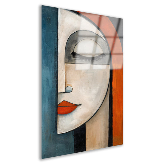 Kubistisch schilderij van vrouw met gesloten ogen acrylglas