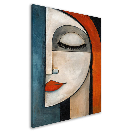 Kubistisch schilderij van vrouw met gesloten ogen canvas