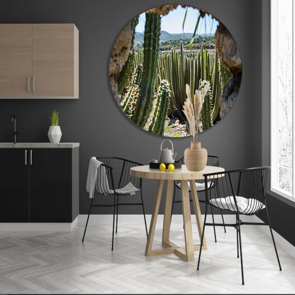 Cactussen in het landschap aluminium muurcirkel
