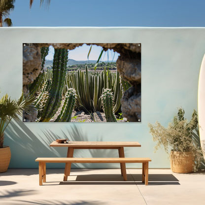 Cactussen in het landschap tuinposter