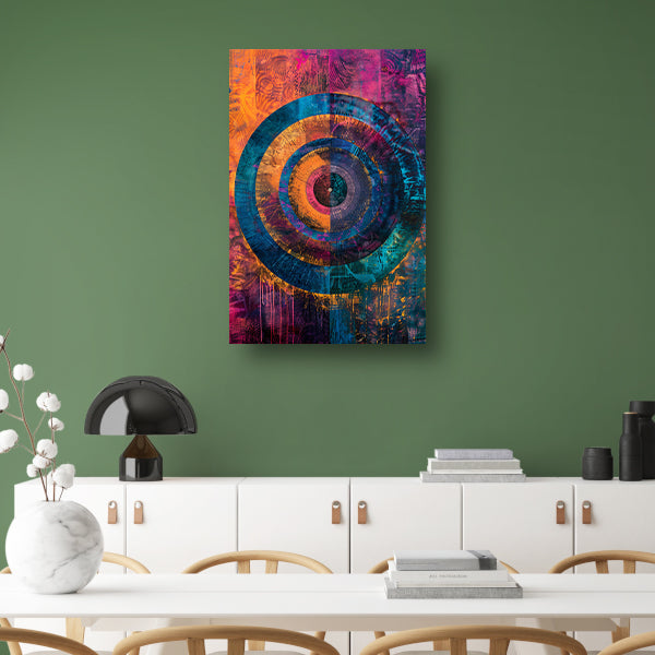 Abstract Kleurrijk Cirkel  canvas met baklijst
