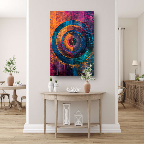 Abstract Kleurrijk Cirkel  canvas met baklijst