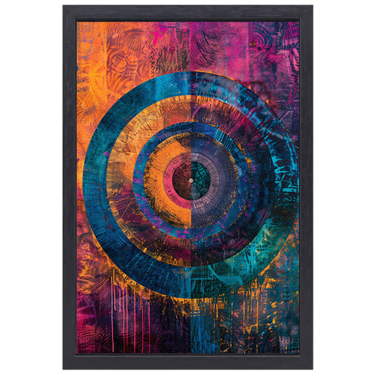 Abstract Kleurrijk Cirkel  canvas met baklijst