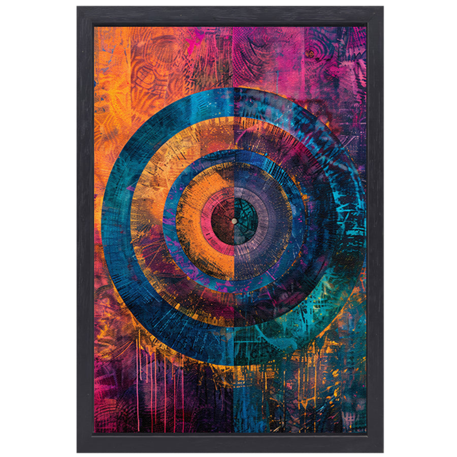 Abstract Kleurrijk Cirkel  canvas met baklijst