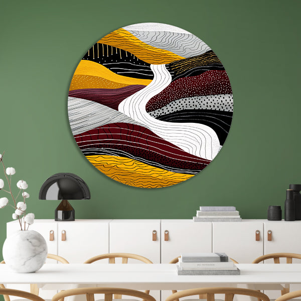 Abstracte digitale kunst van waterval aluminium muurcirkel