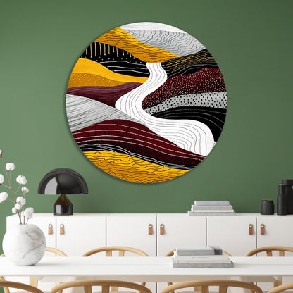 Abstracte digitale kunst van waterval aluminium muurcirkel