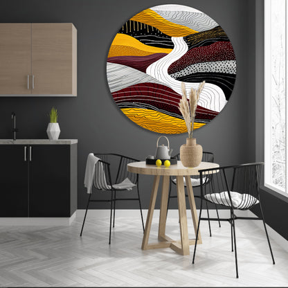 Abstracte digitale kunst van waterval aluminium muurcirkel