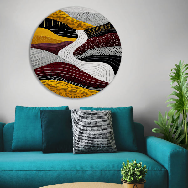 Abstracte digitale kunst van waterval aluminium muurcirkel