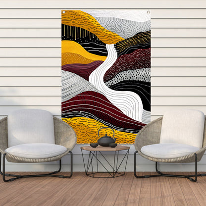 Abstracte digitale kunst van waterval tuinposter