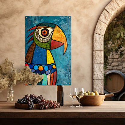 Kleurrijke Popart Papegaai Schilderij tuinposter