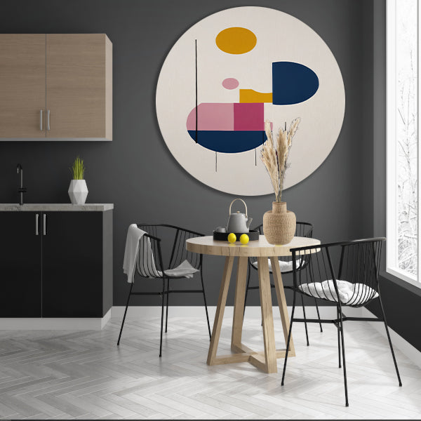 Abstracte geometrie met primaire kleuren forex muurcirkel