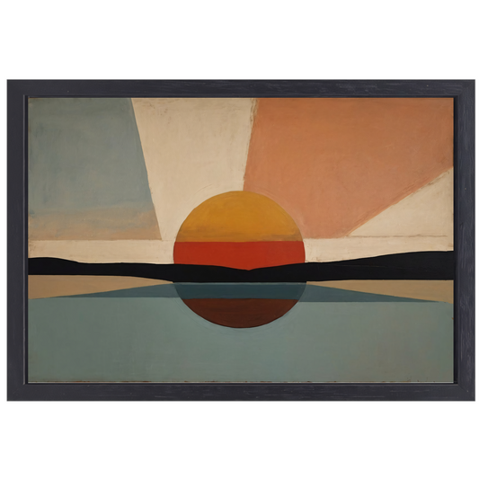 Zonsondergang bauhaus stijl canvas met baklijst