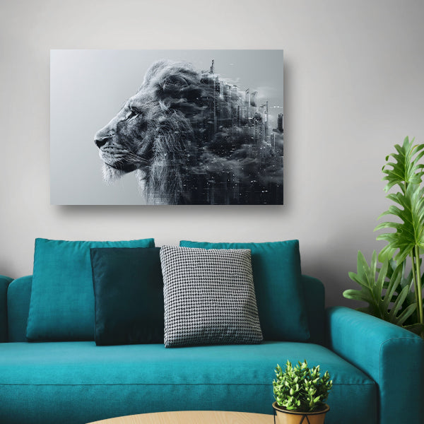 Minimalistisch Lijnen Compositie canvas met baklijst