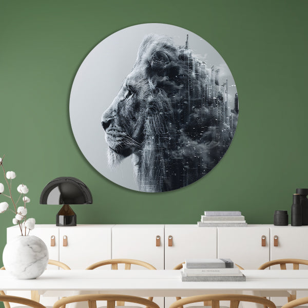 Minimalistisch Lijnen Compositie aluminium muurcirkel
