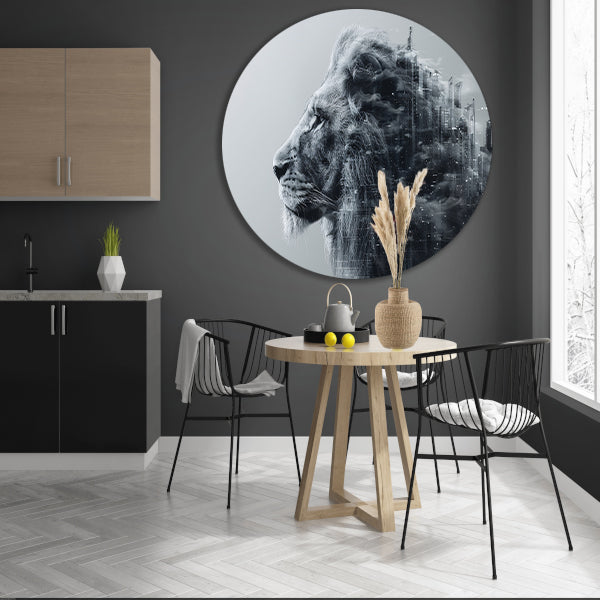 Minimalistisch Lijnen Compositie aluminium muurcirkel