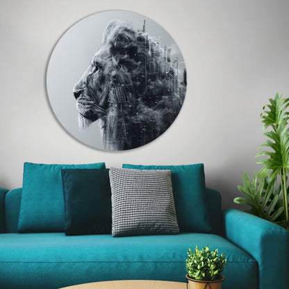 Minimalistisch Lijnen Compositie aluminium muurcirkel