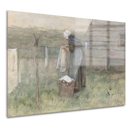 Vrouw bij een waslijn - Anton Mauve acrylglas