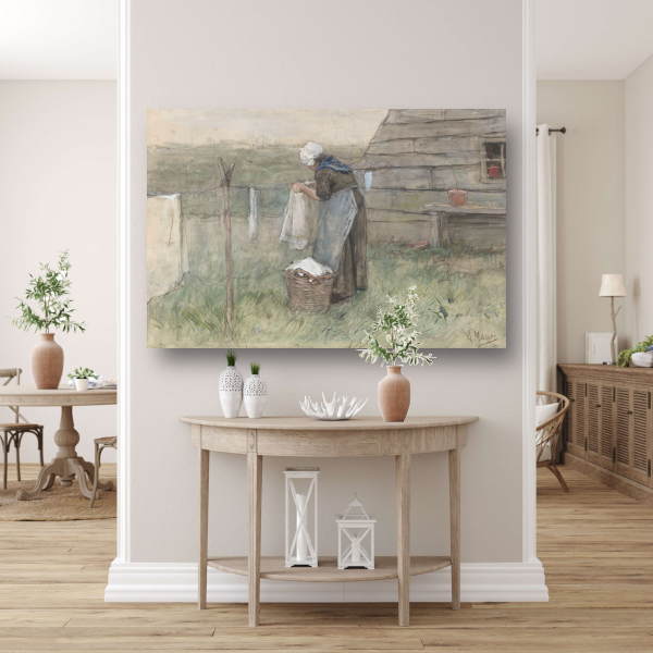 Vrouw bij een waslijn - Anton Mauve poster