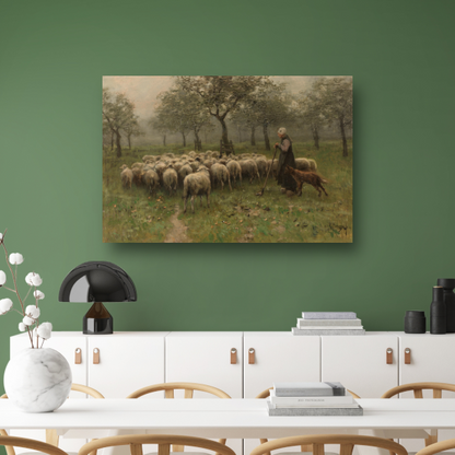 Herderin met kudde schapen - Anton Mauve poster