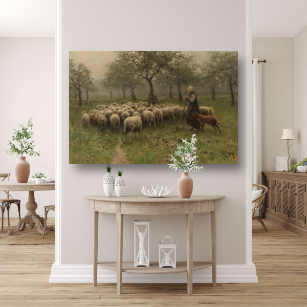 Herderin met kudde schapen - Anton Mauve poster