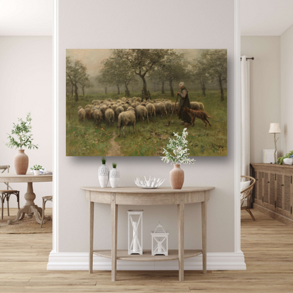 Herderin met kudde schapen - Anton Mauve poster