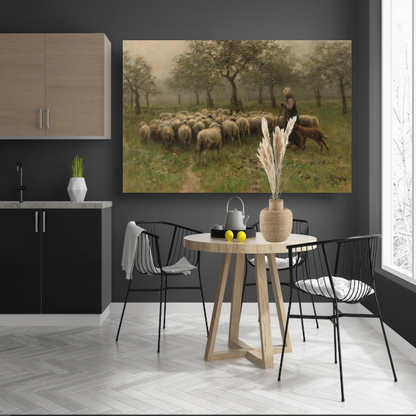 Herderin met kudde schapen - Anton Mauve poster