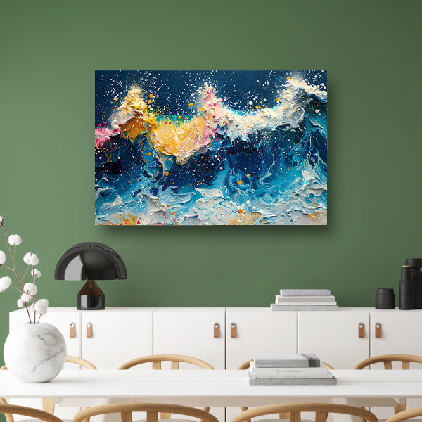 Impressionistische Zeegezicht canvas met baklijst