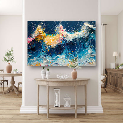 Impressionistische Zeegezicht canvas met baklijst