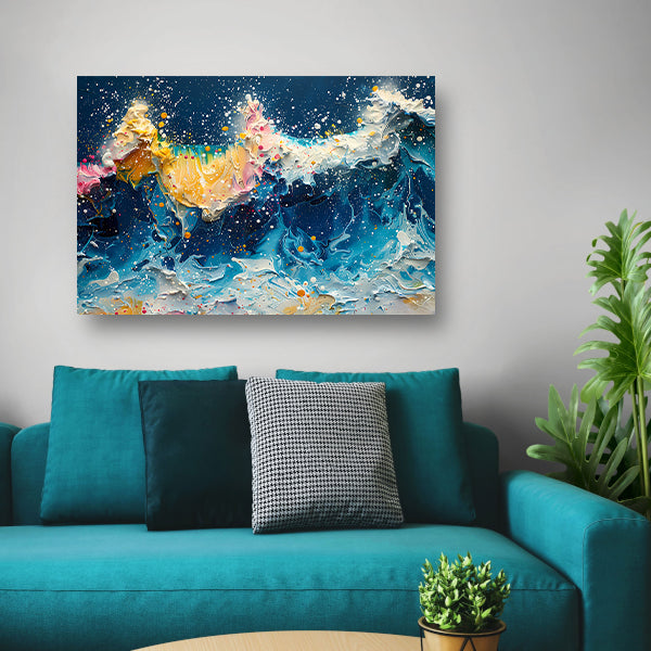Impressionistische Zeegezicht canvas met baklijst