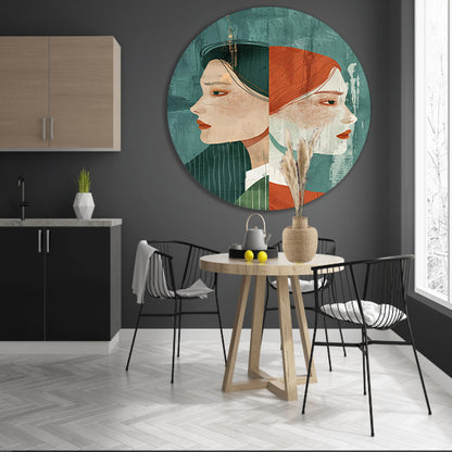 Artistieke moderne portretten van een stel aluminium muurcirkel