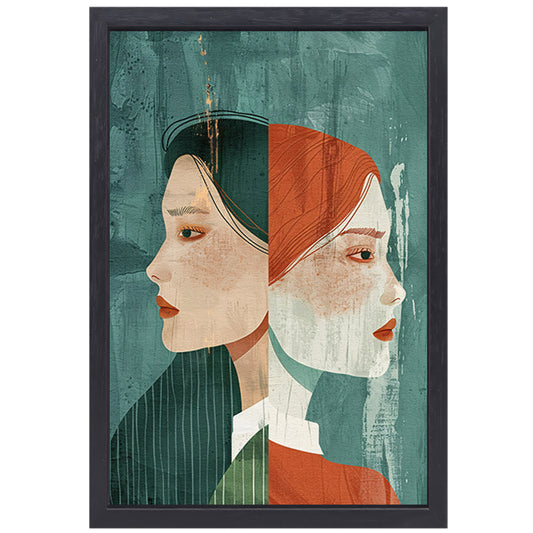 Artistieke moderne portretten van een stel canvas met baklijst