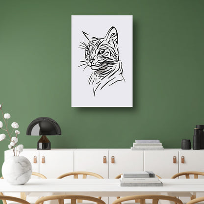 Minimalistische zwart-witte kat illustratie poster