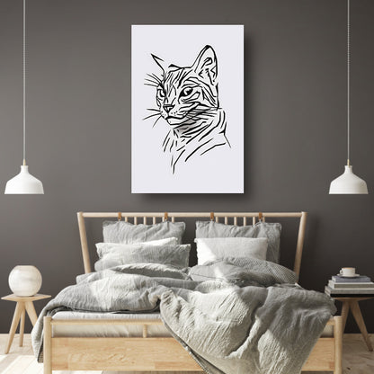 Minimalistische zwart-witte kat illustratie poster
