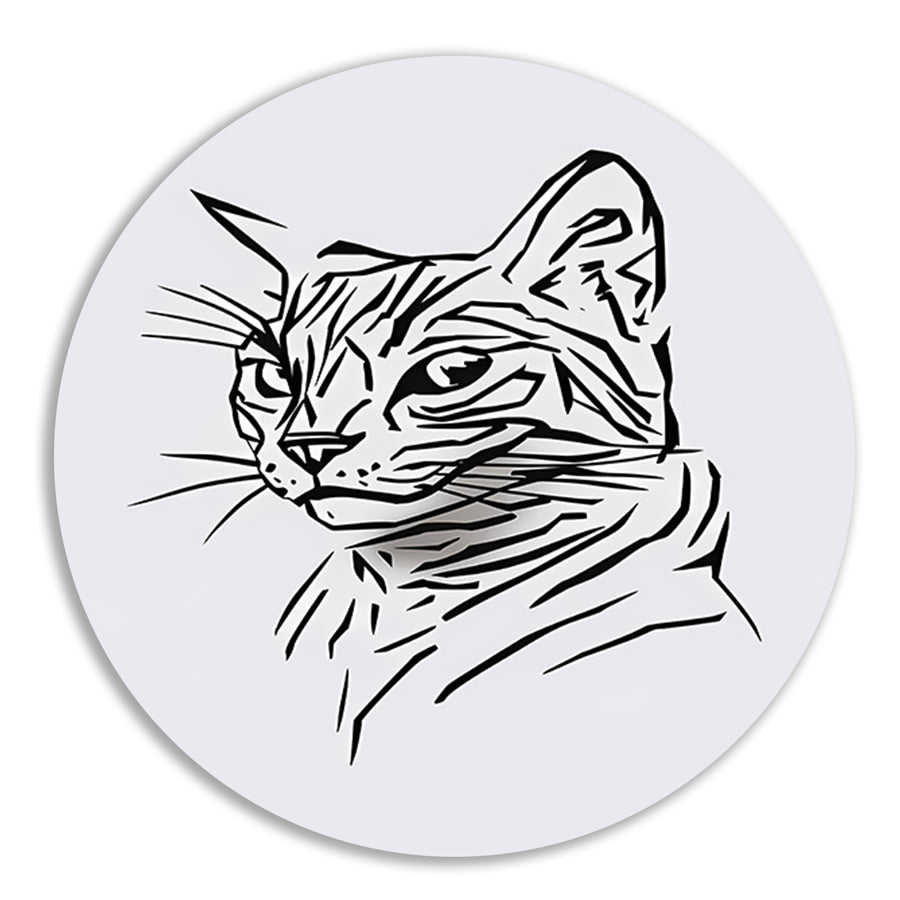 Minimalistische zwart-witte kat illustratie forex muurcirkel