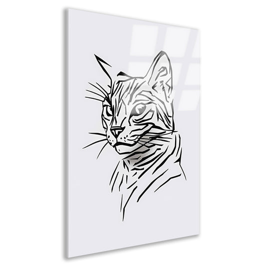 Minimalistische zwart-witte kat illustratie acrylglas