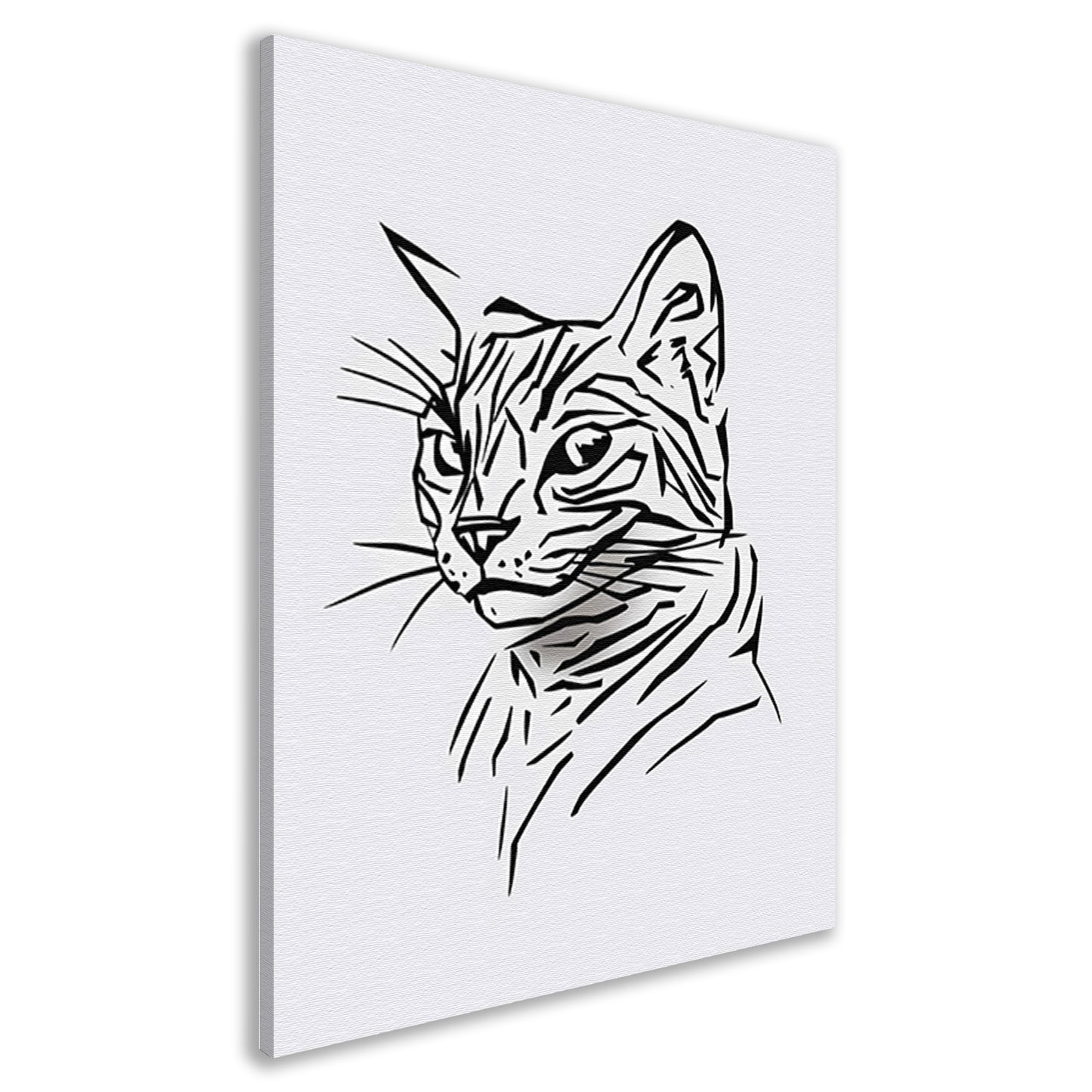 Minimalistische zwart-witte kat illustratie canvas