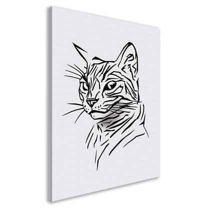 Minimalistische zwart-witte kat illustratie canvas