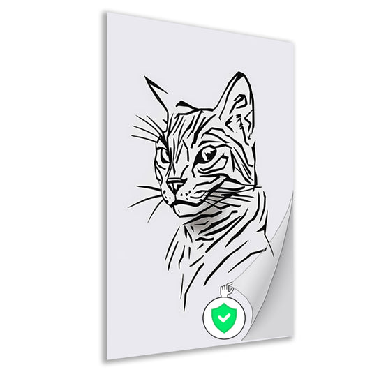 Minimalistische zwart-witte kat illustratie poster