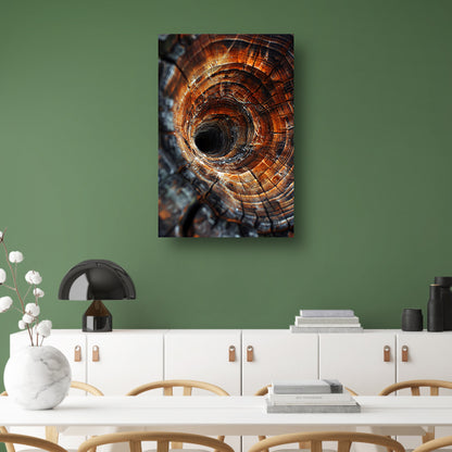 Close-up van een boomstam met draaikolkpatroon canvas met baklijst