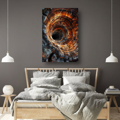 Close-up van een boomstam met draaikolkpatroon canvas met baklijst