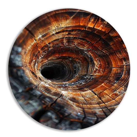 Close-up van een boomstam met draaikolkpatroon forex muurcirkel