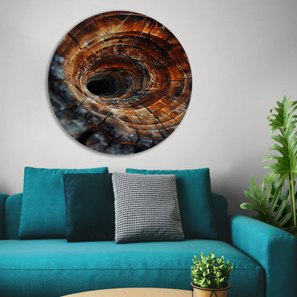 Close-up van een boomstam met draaikolkpatroon forex muurcirkel