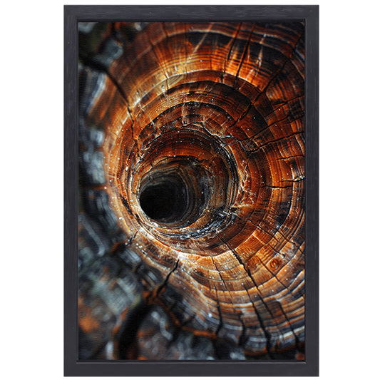 Close-up van een boomstam met draaikolkpatroon canvas met baklijst