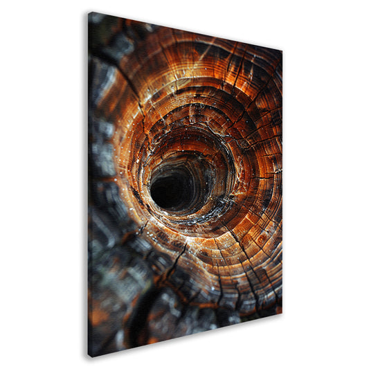 Close-up van een boomstam met draaikolkpatroon canvas