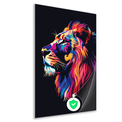 Kleurrijk digitale kunstprint van een leeuw poster