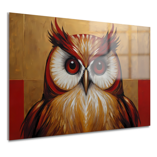Majestueuze Uil in Moderne Kunst op Goud acrylglas