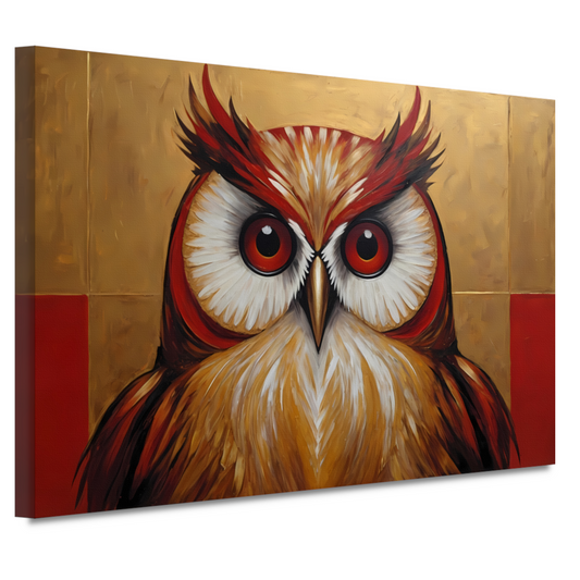 Majestueuze Uil in Moderne Kunst op Goud canvas